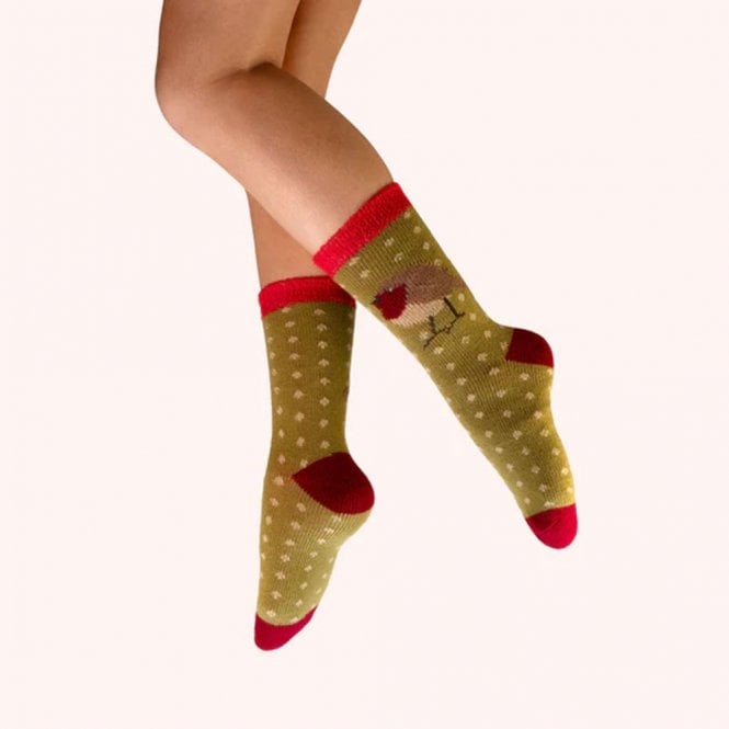 Powder Robin Cosy Ankle Socks - Green