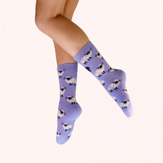 Powder Sheep Fuzzy Socks - Purple