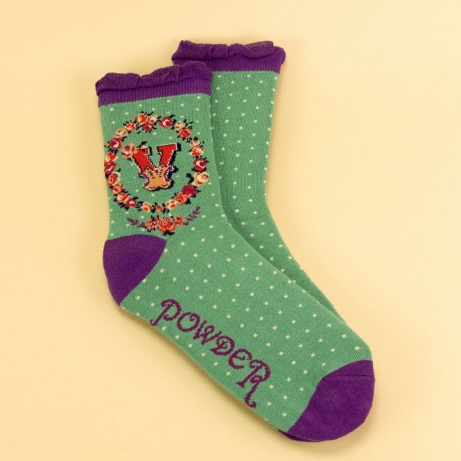 Powder V Alphabet Ankle Socks