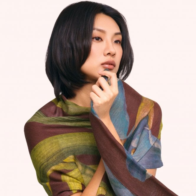 Powder Wool Mix Wrap Iris Scarf