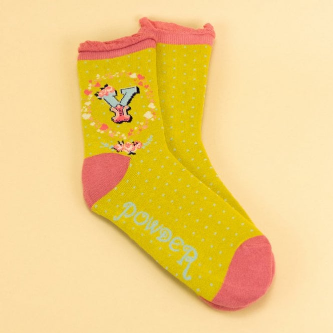 Powder Y Alphabet Ankle Socks