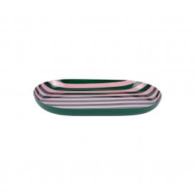 Animado Retro Green & Pink Stripe Oval Tray