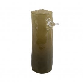 Army Green Bird on Branch Large Vase
