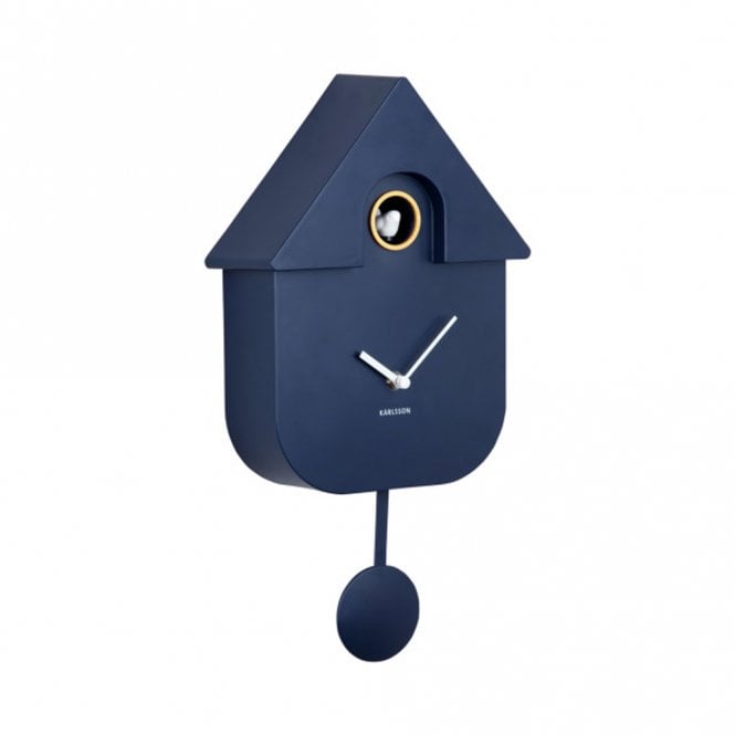 Present Time Modern Cuckoo Dark Blue Wall Clock