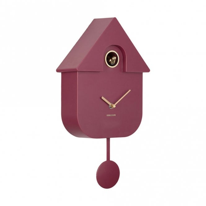 Present Time Modern Cuckoo Dark Mauve Wall Clock