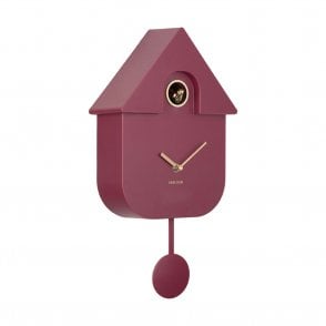 Modern Cuckoo Dark Mauve Wall Clock