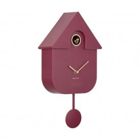 Modern Cuckoo Dark Mauve Wall Clock