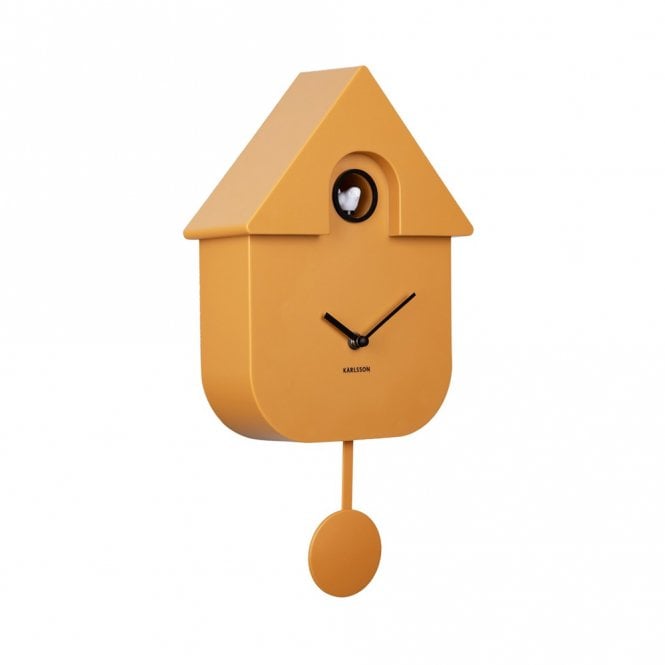 Present Time Modern Cuckoo Ochre Yellow Wall Clock