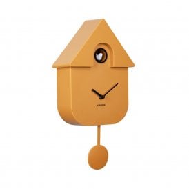 Modern Cuckoo Ochre Yellow Wall Clock