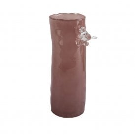 Soft Pink Bird on Branch Large Vase
