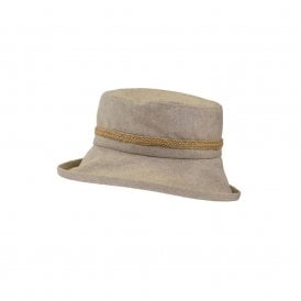 Natural with Smaller Boned Brim & Hessian Band Linen Hat