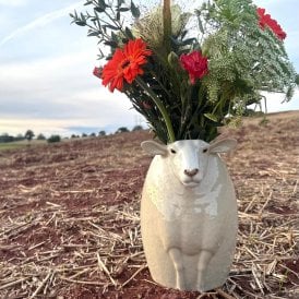White Faced Suffolk Sheep Large Flower Vase