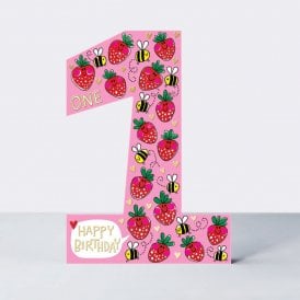 Cookie Cutters Age 1 Strawberries and Bees Birthday Card