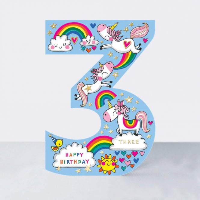 Rachel Ellen Designs Cookie Cutters Age 3 Unicorn Birthday Card