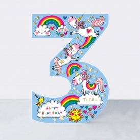 Cookie Cutters Age 3 Unicorn Birthday Card