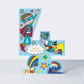 Cookie Cutters Age 4 Superhero Birthday Card