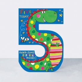 Cookie Cutters Age 5 Dinosaur Birthday Card