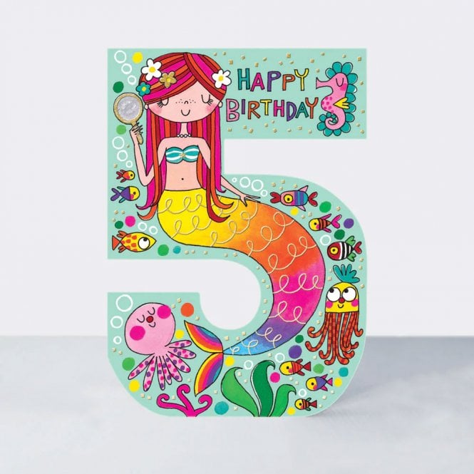 Rachel Ellen Designs Cookie Cutters Age 5 Mermaid Birthday Card