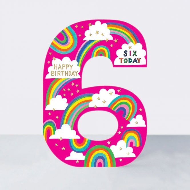 Rachel Ellen Designs Cookie Cutters Age 6 Rainbow Birthday Card