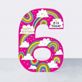 Cookie Cutters Age 6 Rainbow Birthday Card