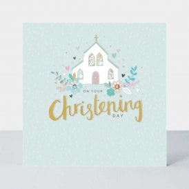 Floral Christening Day Church Card