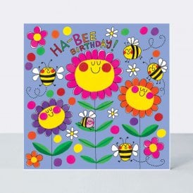 Ha-Bee Flowers Birthday Jigsaw Card