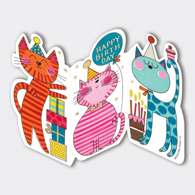 Rachel Ellen Designs Squiggles Cats Happy Birthday Card