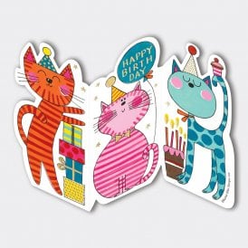 Squiggles Cats Happy Birthday Card