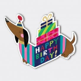 Squiggles Sausage Dog Happy Birthday Card