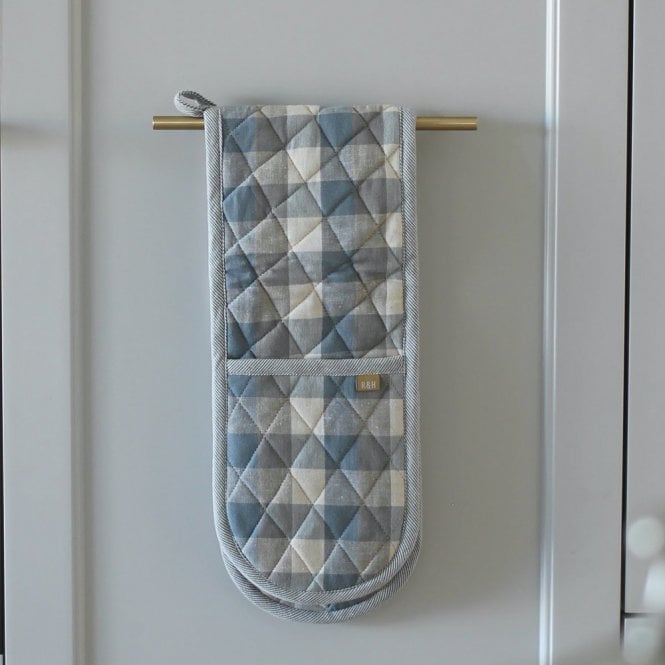 Raine & Humble Double Check Blue Haze Double Oven Gloves