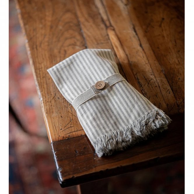 Raine & Humble Manor Stripe Navy Cotton Napkin