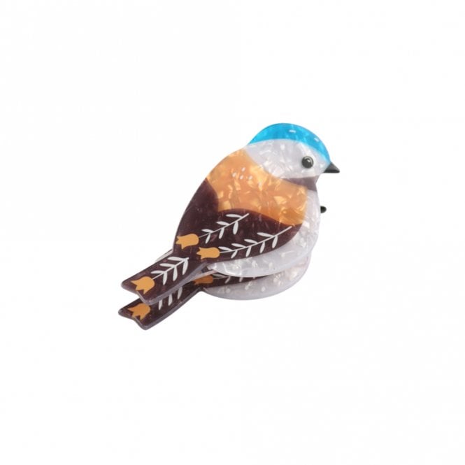 Red Cuckoo Brown with Blue Bird Claw Hair Clip