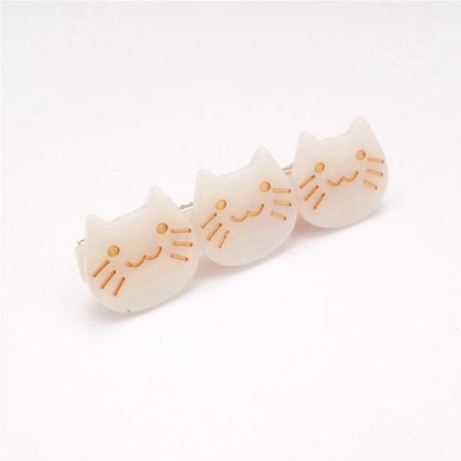 Red Cuckoo Cream Cat Faces Hair Clip