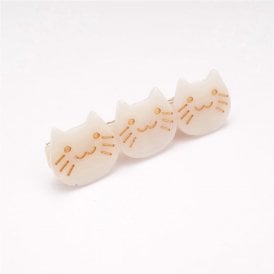 Cream Cat Faces Hair Clip