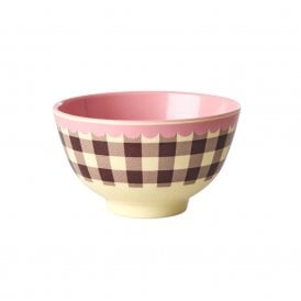 Chocolate Brown Chequered Small Melamine Bowl