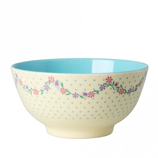 Rice Dots and Flowers Melamine Medium Bowl