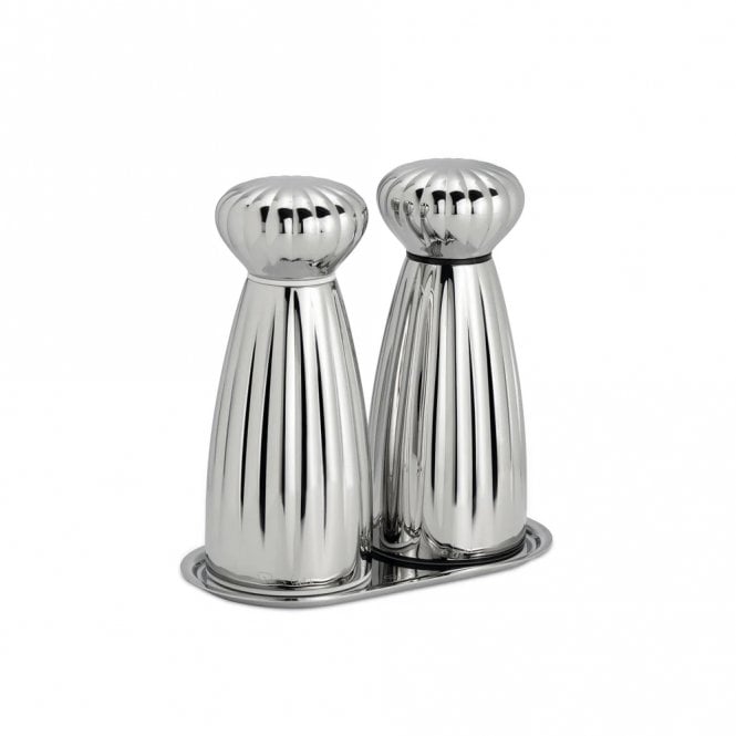 Robert Welch Palm Medium Bright Salt and Pepper Mills with Tray Set