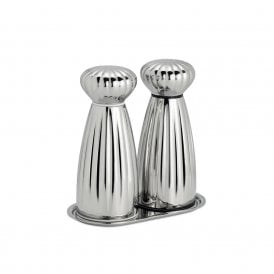 Palm Medium Bright Salt and Pepper Mills with Tray Set