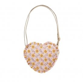 Cottage Floral Ruffle Heart Bag