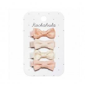 Flora Linen Mini Bow Hair Clips