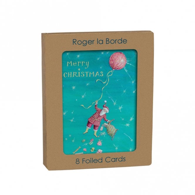 Roger la Borde Ballooning Santa Pack of 8 Petite Cards