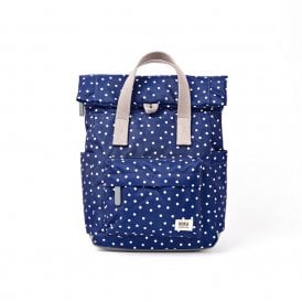 Canfield B Navy Polka Dot Print Small Recycled Canvas Rucksack