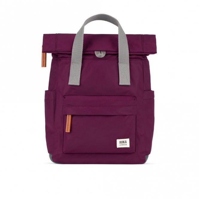 ROKA London Canfield B Royal Burgundy Small Recycled Canvas Rucksack