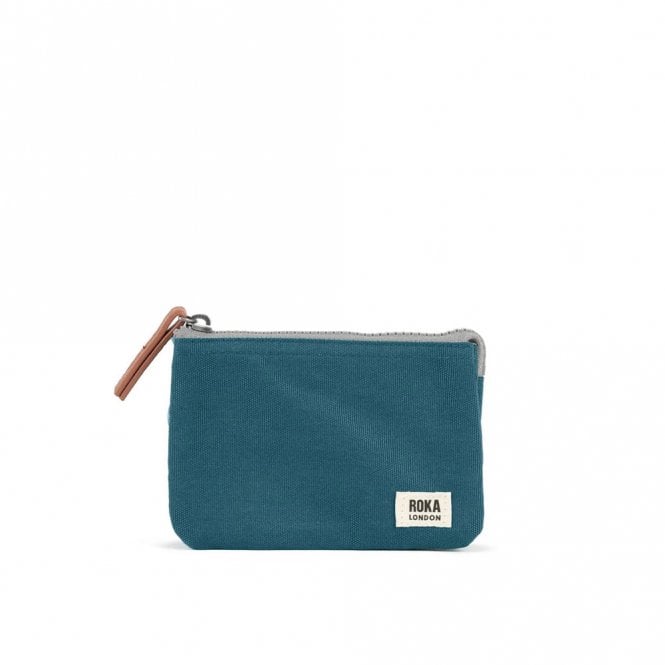 ROKA London Carnaby London Teal Recycled Canvas Small Wallet