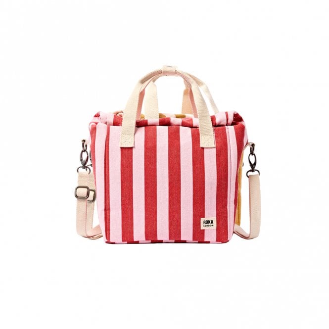 ROKA London Hampstead Strawberry Stripe Cotton Canvas Lunch Bag