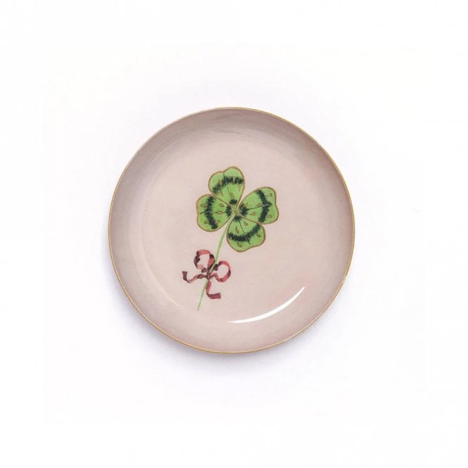 Roomytown Clover Round Enamel Trinket Tray