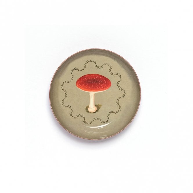 Roomytown Mushroom Round Enamel Trinket Tray
