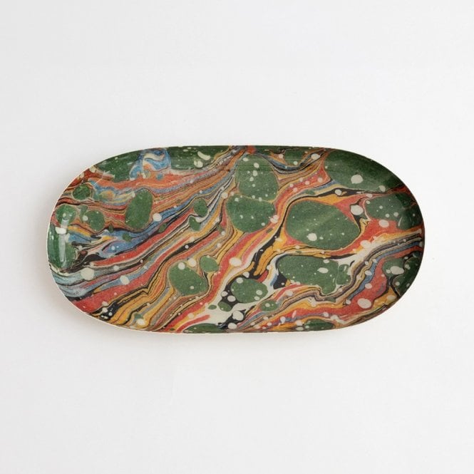 Roomytown The Art of Marbeling Oval Enamel Tray
