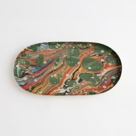 The Art of Marbeling Oval Enamel Tray