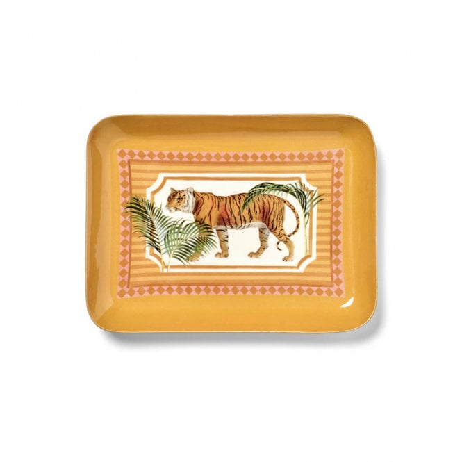 Roomytown Tiger Rectangle Enamel Trinket Tray